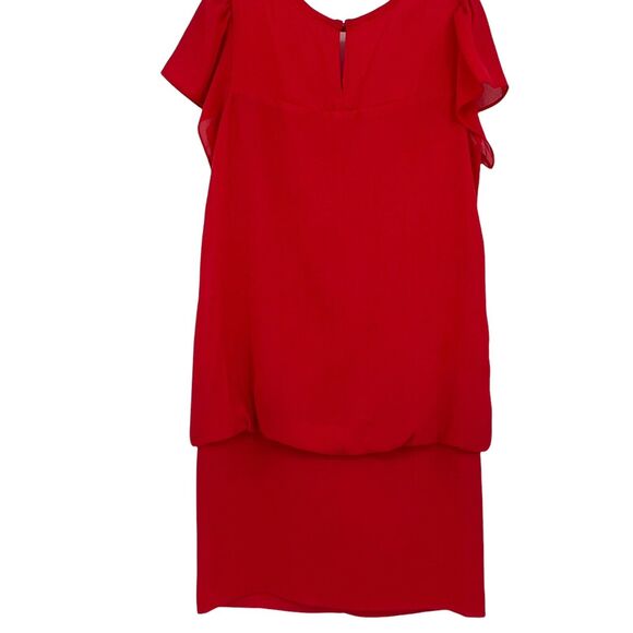 Vintage 70's Diamond Run Women's 100% Polyester Red Drop Waist Lace Mesh‎ Dress - Picture 2 of 7